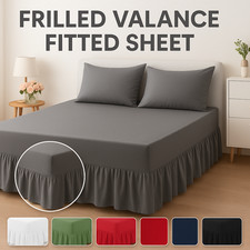 Luxury Frilled Fitted Bed Valance Sheet Deep Fit Bed Sheet Soft Fabric All Sizes