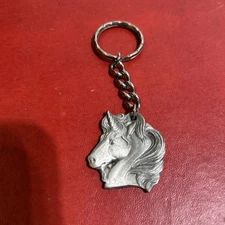 I love heart UNICORNS metal keyring key chain keychain 1982 Rawcliffe Pewter