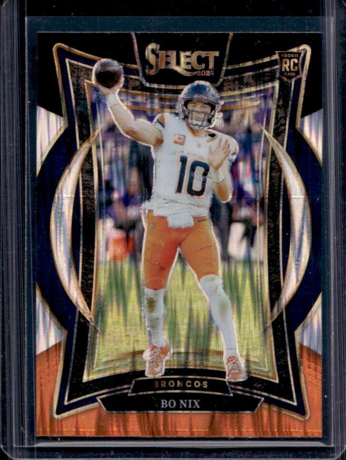 2024 Panini Select Bo Nix Concourse RC Black and Orange Prizm Shock #30 Broncos