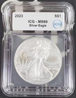 2023 American Silver Eagle-1 oz .999 Fine Silver-ICG Graded MS69