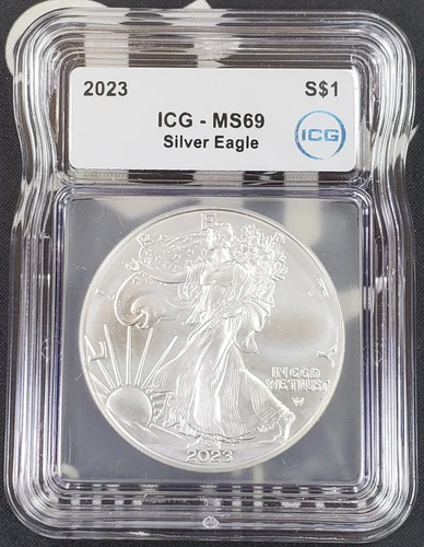 2023 American Silver Eagle-1 oz .999 Fine Silver-ICG Graded MS69