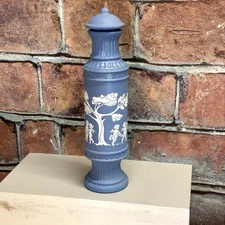 Vtg Avon Avonshire Blue Canister - Field Flowers Cologne 6 fl oz Grecian Bottle