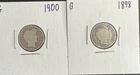 Lot of 2 Barber Silver Dimes 1898 & 1900 – 90% Silver US Coins