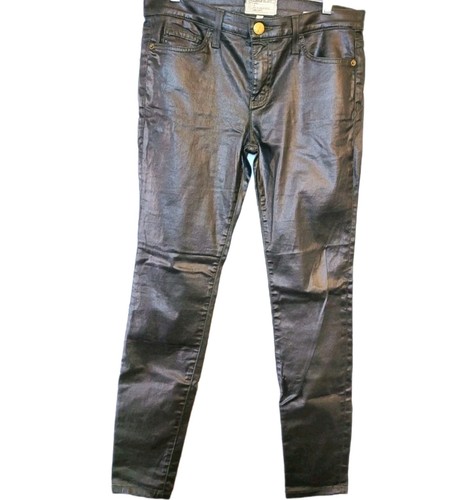 CURRENT/ELLIOTT ANKLE SKINNY FAUX LEATHER PANTS BROWN COATED SIZE 29 $188