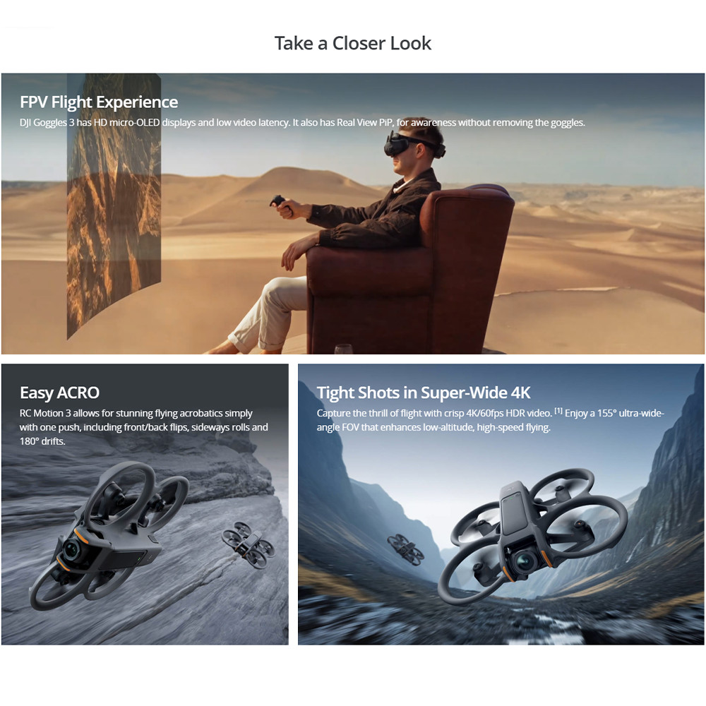 DJI Avata 2 Drone with 3 Intelligent Flight Batteries & Two-Way Charging Hub