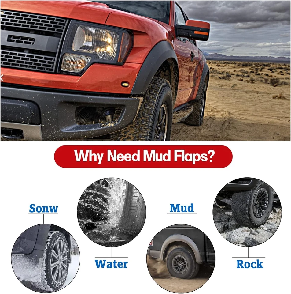 Qty(4) Mud Flaps Splash Guards for F-250 Super Duty 99 00-10 Sedan Front&Rear - Image 3 of 4