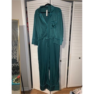 Silky Teal Jumpsuit - Relaxed Long Sleeve Romper