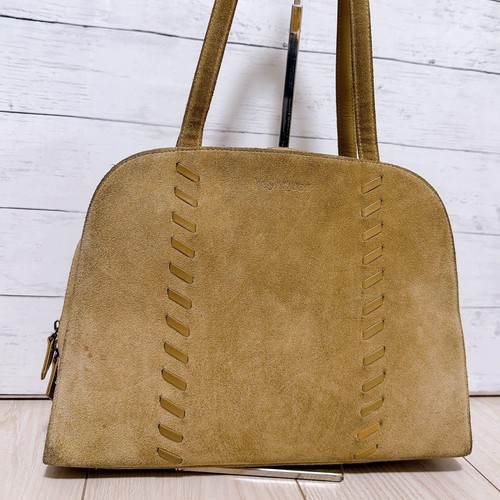 Yves Saint Laurent Suede Handbag Burgundy Leather Used Authentic