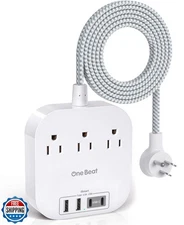 One Beat Power Strip with USB C, 3 Outlets 4 USB Ports (22.5W/4.5A) Desktop C