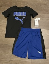 Puma Boy's 2-Piece T-Shirt  Shorts Set Black/blue Size 5