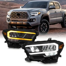PAIR/2PCS Full LED DRL Headlight W/Bulb For Toyota Tacoma TRD Off-Road 2020-2023