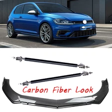 For Volkswagen Jetta Carbon Fiber Front Bumper Lip Spoiler Splitter Strut Rod