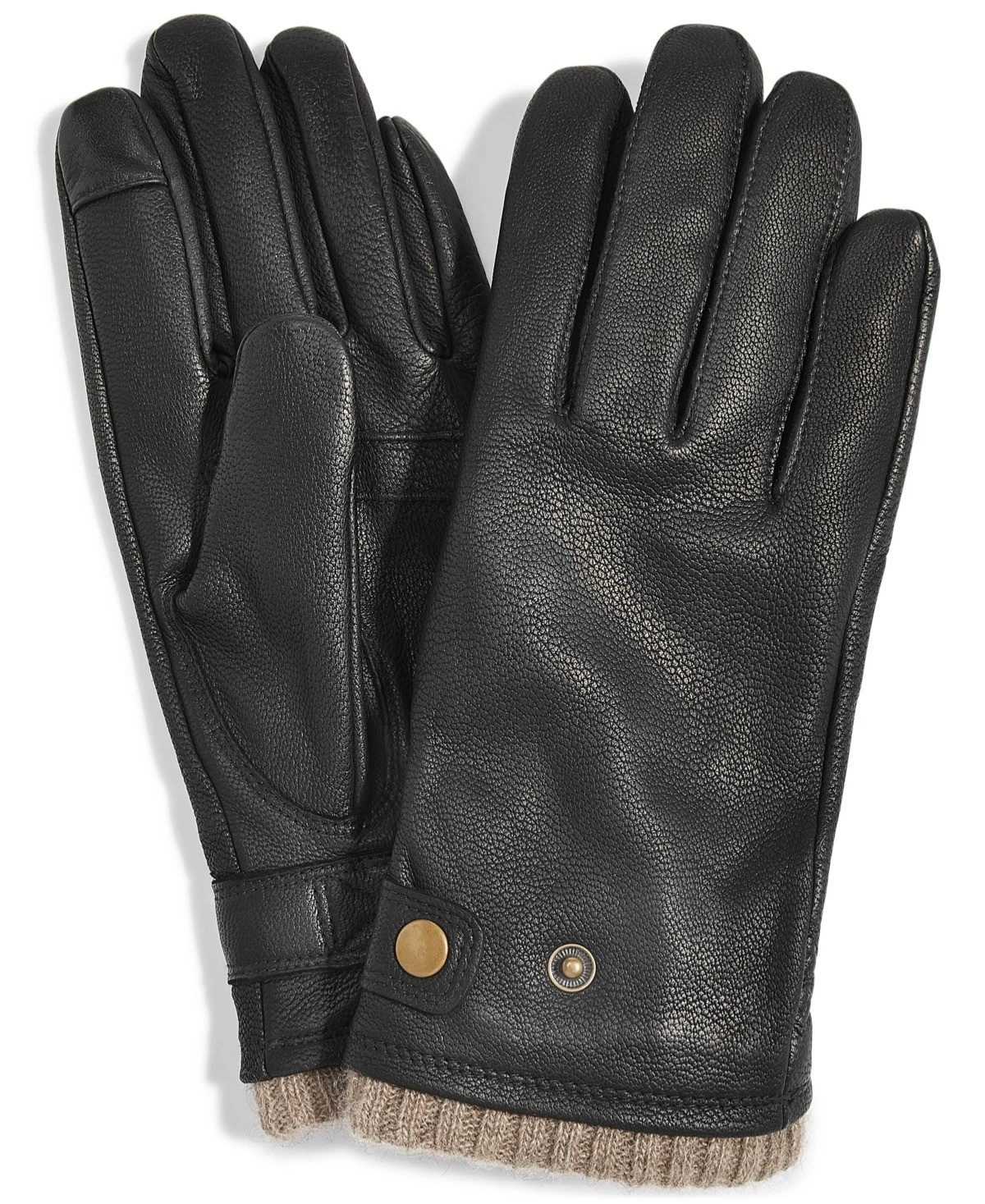 Club Room Men's Quilted Leather/Cashmere Gloves - Black Medium $98