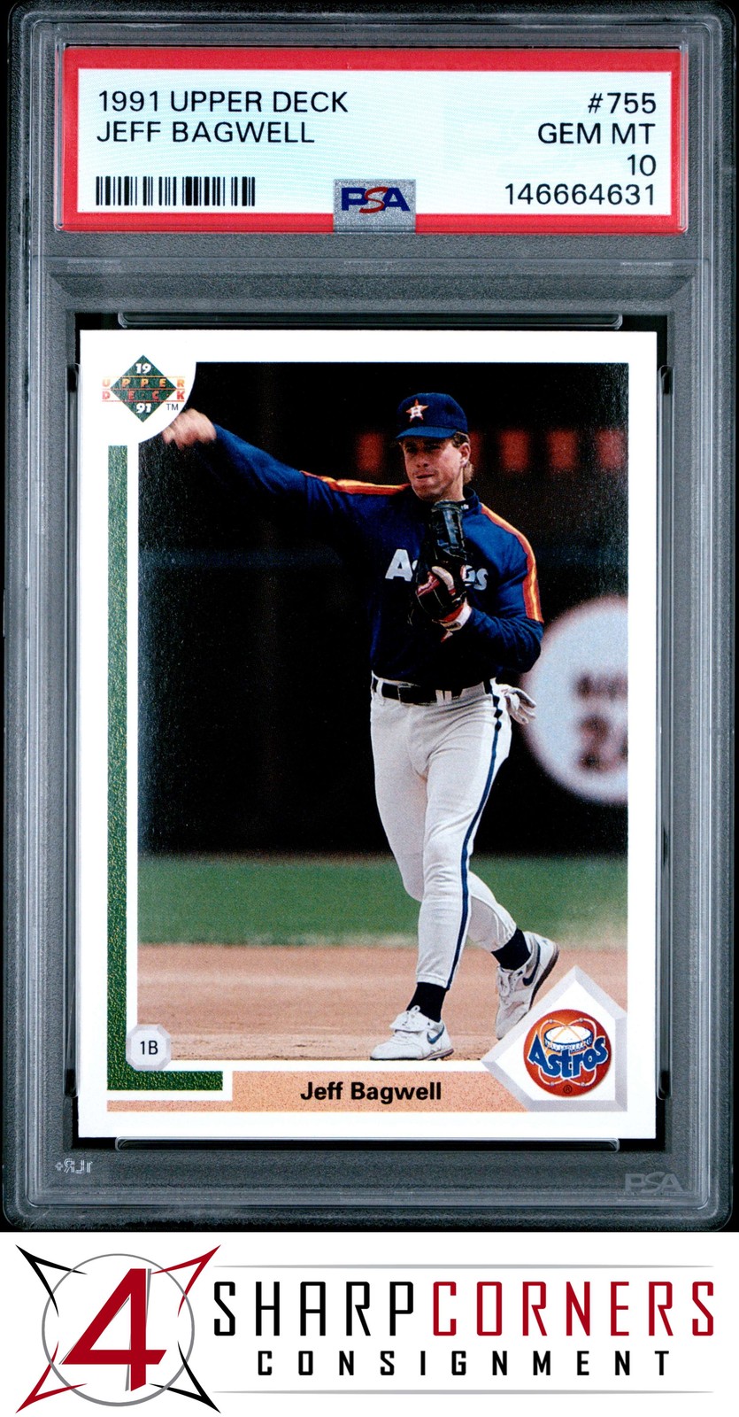1991 UPPER DECK #755 JEFF BAGWELL RC ASTROS HOF PSA 10