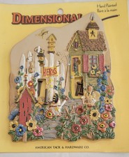 Floral Garden She Shed Bird Houses 3D Double Switch Plate Hand Painted New W Tag