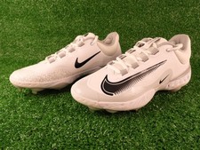 NIKE Alpha Huarache Elite 4 Low Mens 10 White Black Baseball Cleats FD2745-100