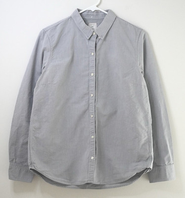 Gap The Fitted Boyfriend Shirt Medium Gray Cotton Oxford Button Down Blouse M