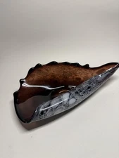 Vintage Murano Art Glass Shell Bowl Italian Mid Century Decor 9 Inch