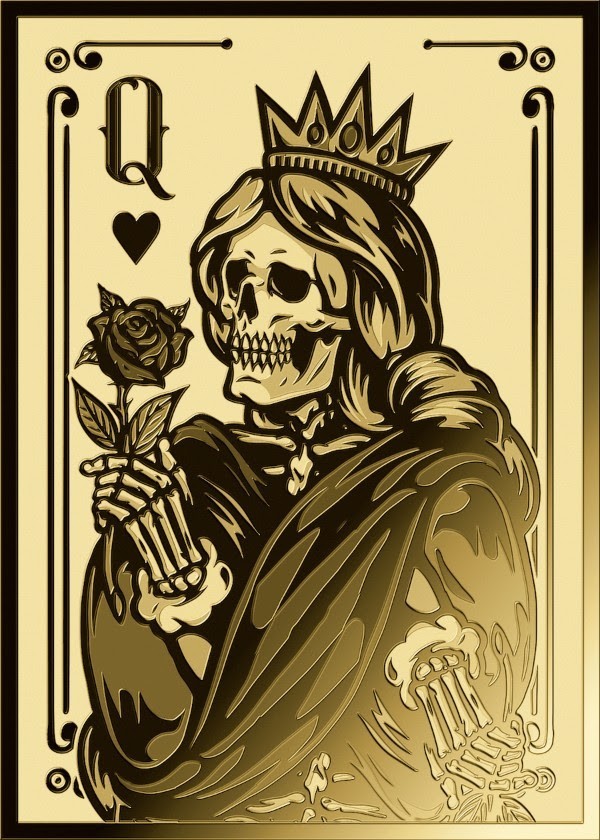 QUEEN OF HEARTS Playing Cards 1/1000 Oz Gold in Card 1000 Francs