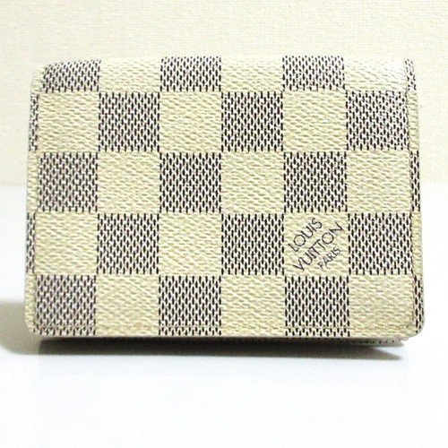 Louis Vuitton Damier Azur Enveloppe Carte de Visite Card Case White Women USED