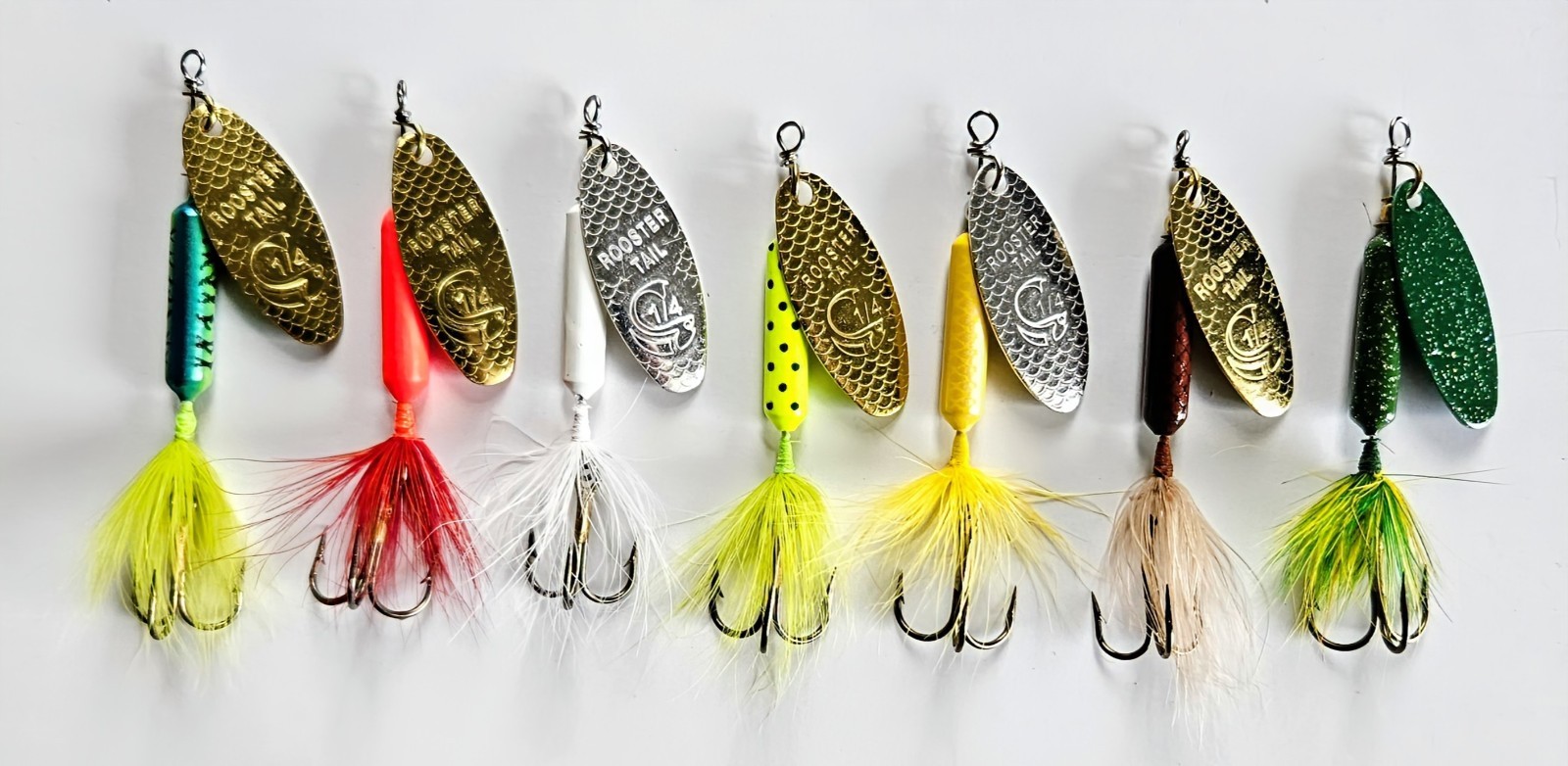 (7) Worden's Rooster Tail Inline Spinners 1/4 oz 2-3/4" 7 Colors In Set New - Image 4