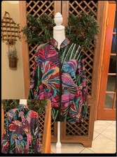 Cache VTG Peacock Silk Womens Sequin Bomber Jacket Large Artsy maximalist