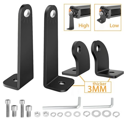 2-Pack Universal Side Mounting Brackets Holder For Straight Curved LED Light Bar