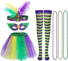 Mardi Gras Costume Accessory Set for Women Feather Headband Mask Necklace Durabl