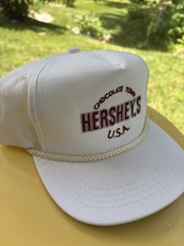 Vintage 1990s Hershey s USA Chocolate Town Hat Rope White SnapBack