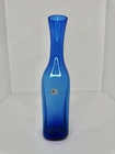 Vintage Blenko Glass 8411 Square Bottle Vase In Sapphire W/label