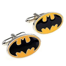 BATMAN CUFFLINKS Super Hero Bat Signal GIFT BAG Pair Men's Accessory Comic Book