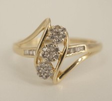 Woman's Diamond 3 Flower Cluster Round Cut Diamond Ring