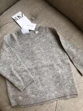 New Zara Baby Toddler Boy Girl 100 Cashmere Light Grey Pullover Sweater 9-12M