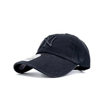 '47 Brand Clean Up Hat NY Yankees MLB Adjustable Strap Black Cap NEW
