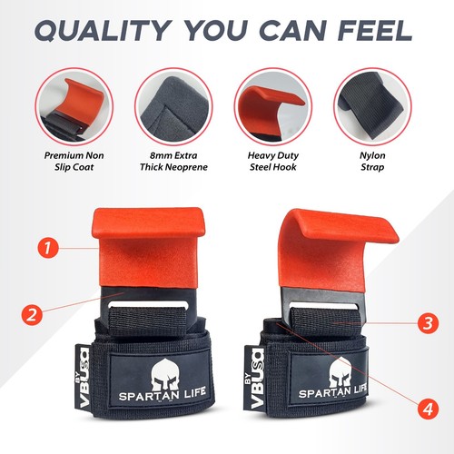 Weight Lifting Hooks Straps Pair, Wrist Support Strap Fitness Training Hook - Picture 18 of 34