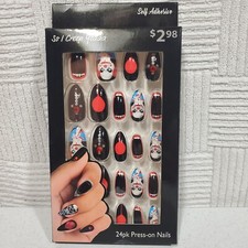 24pcs Halloween Creepy Spooky Clown Pattern Fake Nail Kit False Nails Press On