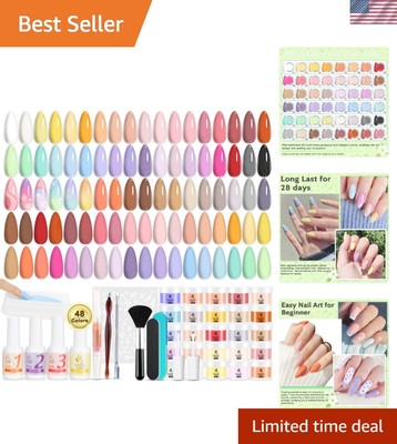 Vibrant 48 Colors Dip Powder Nail Kit - 62 Pieces for Stunning Nail Designs
