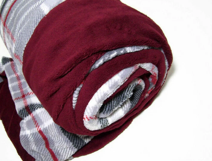 Biddeford Heated Electric MicroPlush Reversible Wine Red Plaid Throw Blanket - Image 3 of 4