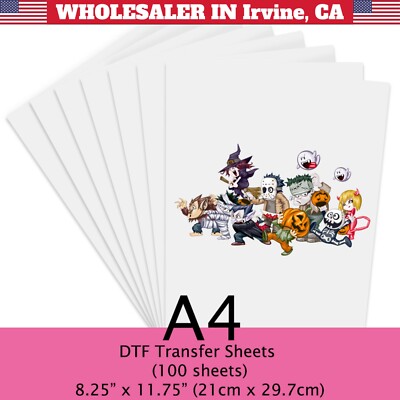 A4 DTF Film Sheets 8.25''  x 11.75'' Single Matte Warm/Cold Peel