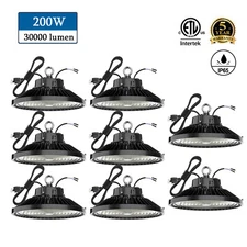 8 Pcs 200W UFO Led High Bay Light Industrial Commercial Shop Gym Garage Light