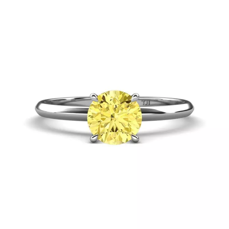 Round Lab Created Yellow Sapphire 1 ct Solitaire Engagement Ring JP 290071