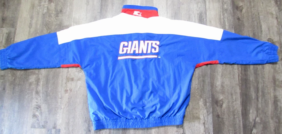 Jaqueta masculina vintage New York Giants XL azul NFL Starter Pro Line corta-vento - Imagem 4 de 4