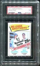 1977 TOPPS BASEBALL CELLO PACK CELLO PACK PSA 7 (7457) FELIX MILLAN RICK REUSCHE