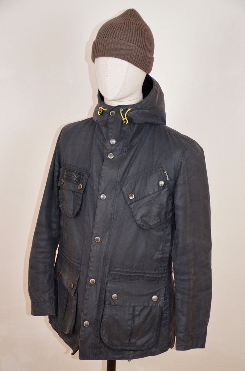 Men's Barbour Fog Parka International Jacket Wax Black Men's Barbour Fog Parka International Jacket Wax Black