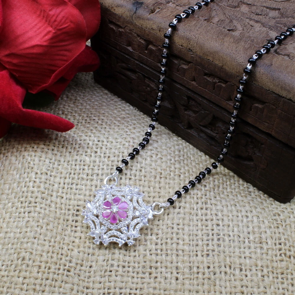 Beautiful Indian style Sterling Silver Mangalsutra women necklace