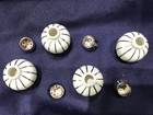 4 IRICE hand painted PORCELAIN SALT + PEPPER SHAKERS vintage SILVER & WHITE — photo 5