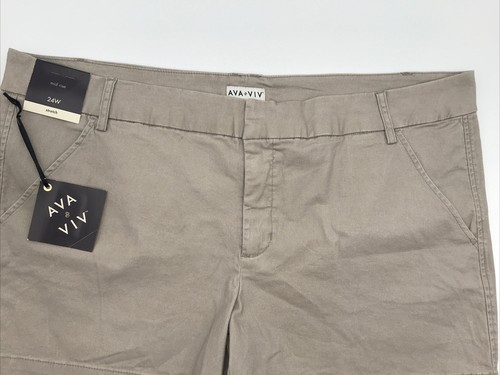Ava & Viv Chino Shorts Women's Size 24W Khaki Stretch Mid Rise 5" Inseam New - Picture 6 of 13