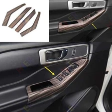 For Ford Explorer 2020-2023 Wood Grain Inner Window Lift Door Armrest Panel Trim