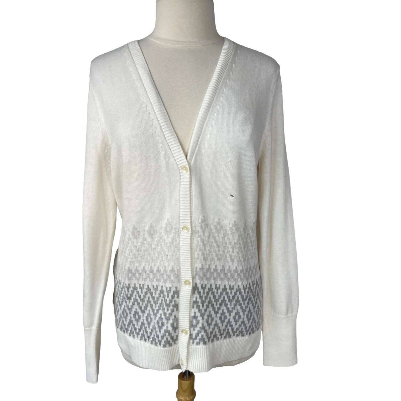 Nylon Geometric Cardigan Sweaters for Women
