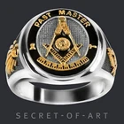 Past Master Ring Masonic 925 Silver Freemason Jewelry Mason Masonry Gold-Plated